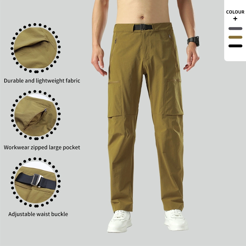 Fashion Trousers Multifunctional Pants Elastic Waist Buckle Zipper Pocket Skin Friendly Pants for Men