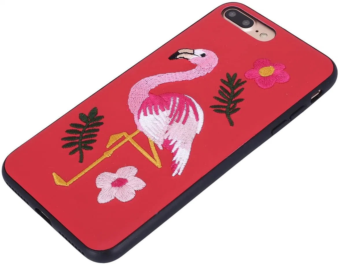 2021 New Design Shockproof Protective Smart Phone Cover 3D Floral Embroidered Embroidery Real Leather Mobile Phone Case
