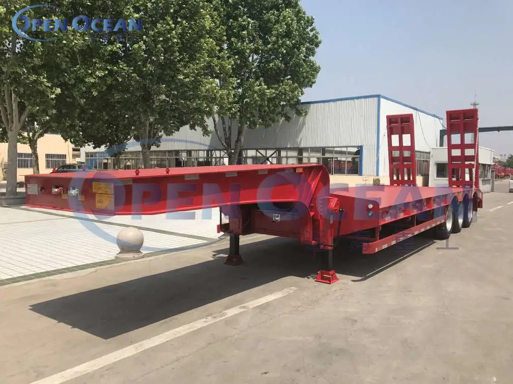 Factory Price Gooseneck 80 Ton Lowlowboy Low Bed Semi Trailers for Excavator Transport