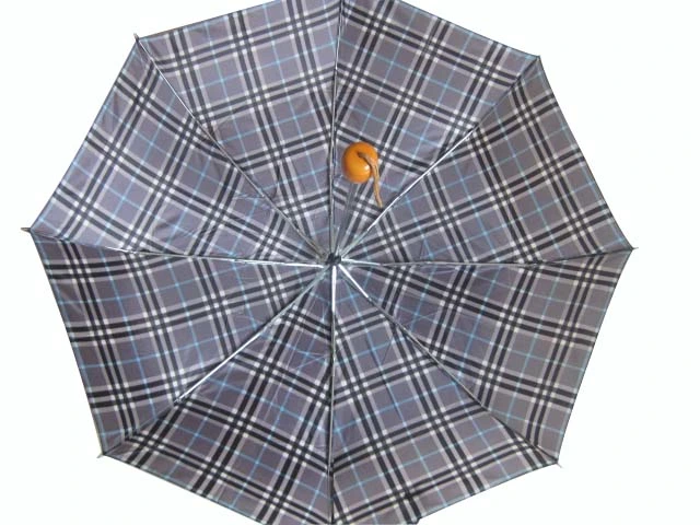 21" Manual Open Wood Handle 3 Fold Umbrella (3FU029)