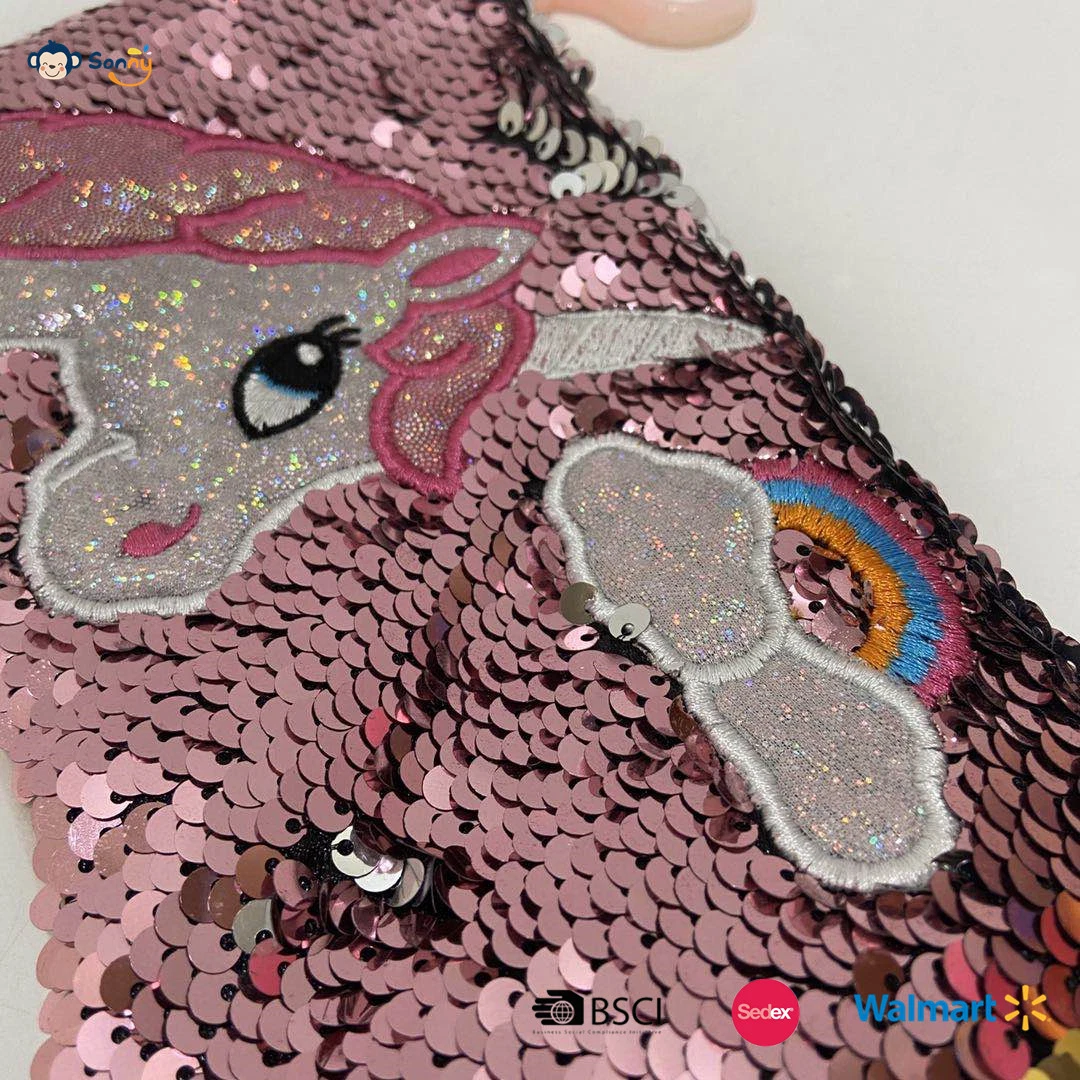 2022 New Fashion Shiny Animated Sequins Sling Pencil Bag for Girl