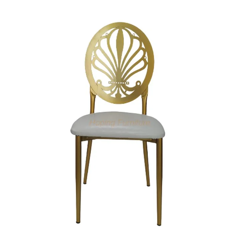 Hotel Furniture Crown Design Back Steel Metal Dining Chair Banquet Chair