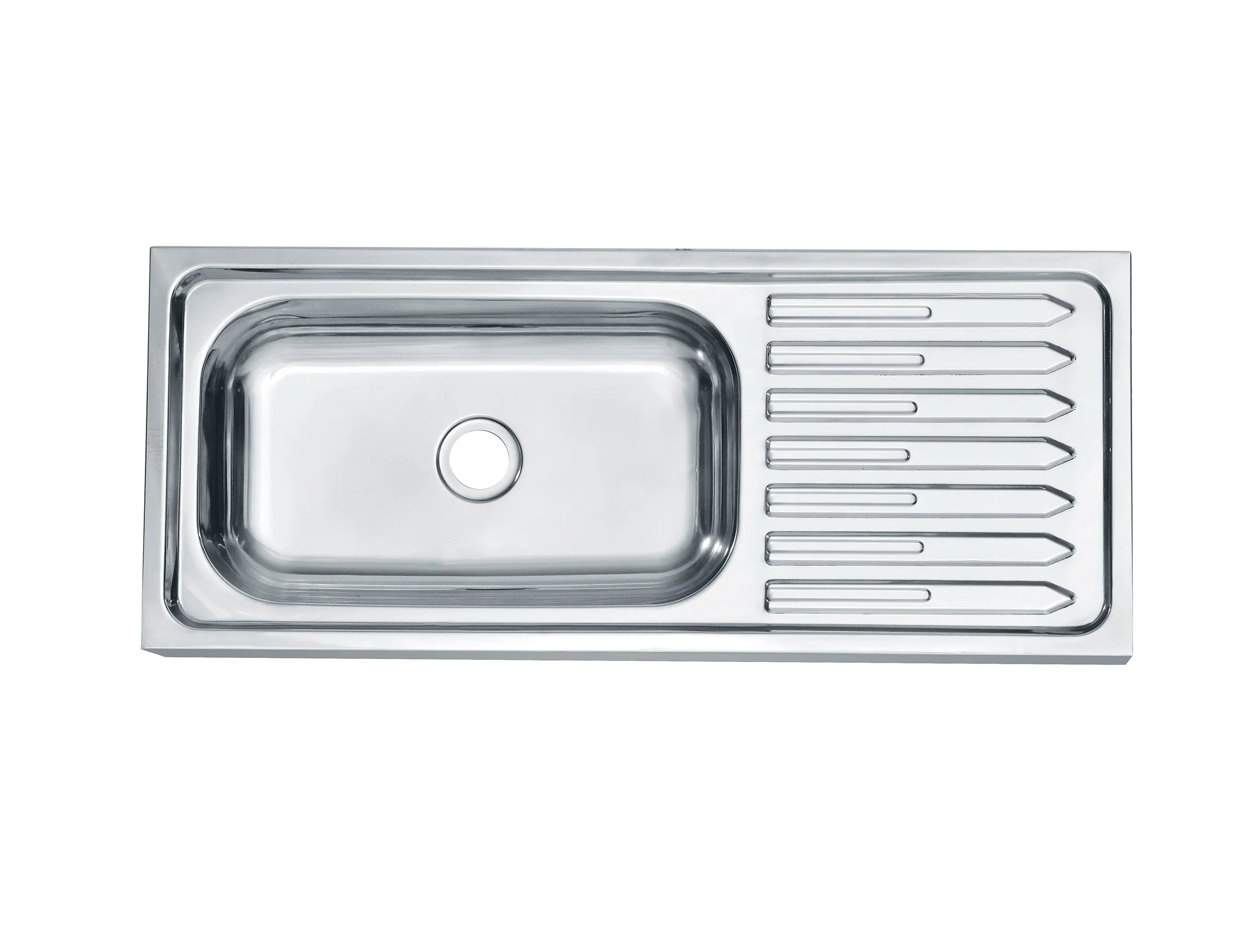 Italian Top Mount Stainless Steel Kitchen Sink with Drainboard Durable Drain Board Kitchen Sink