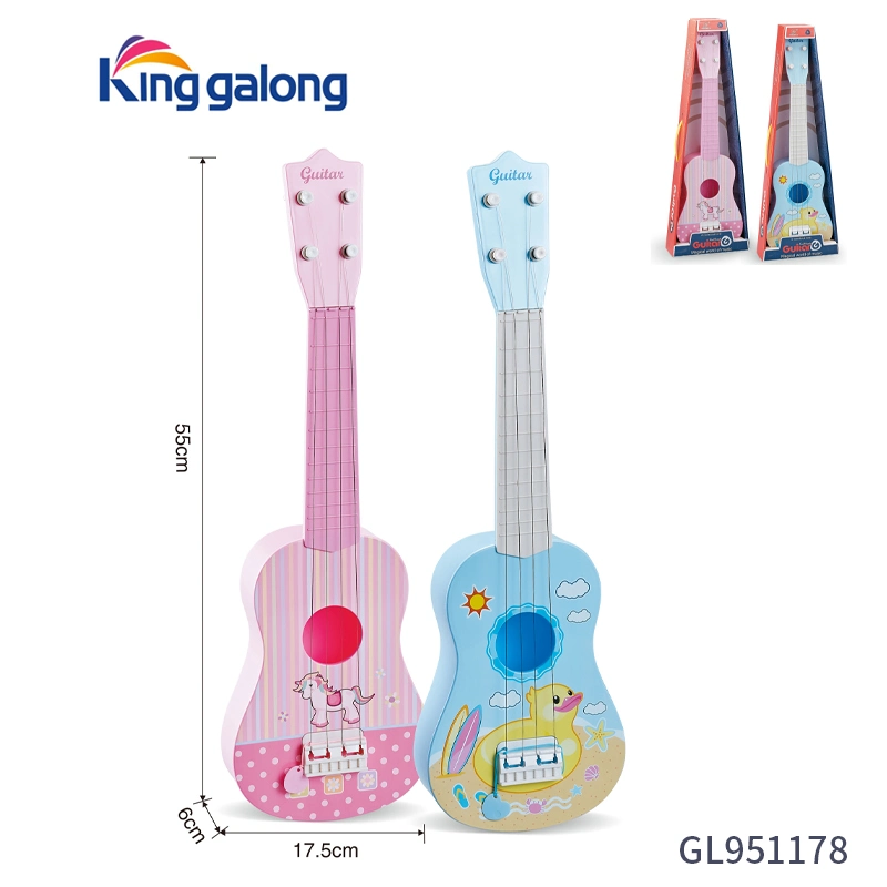 Cute Cartoon Musical Instrument Plastic Guitars Four Strings Kids Toy Ukulele