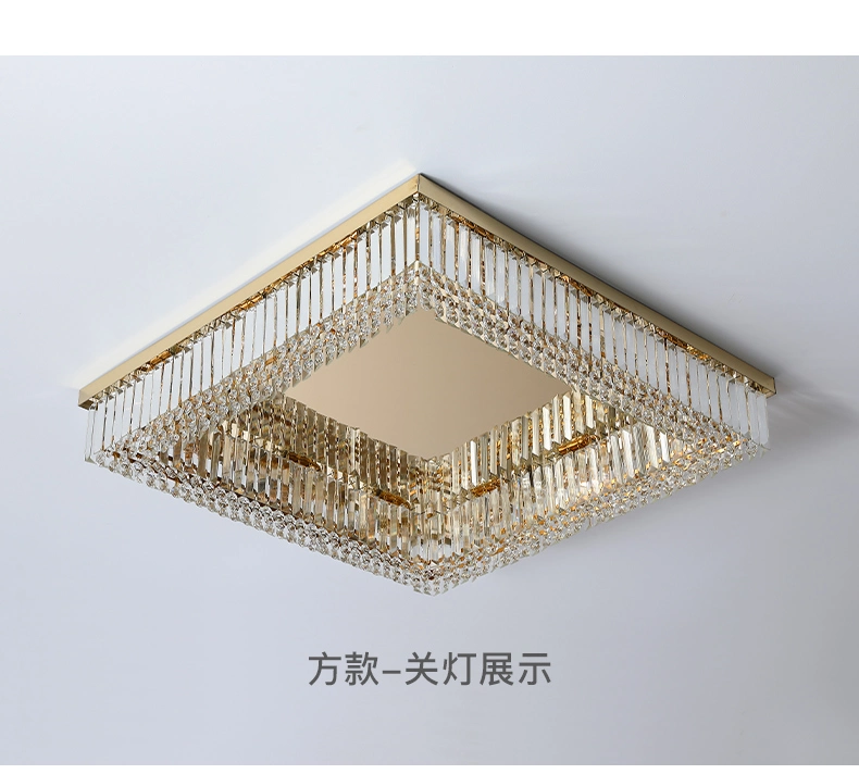 Modern Luxury Crystal Chandelier Lighting Living Room Square Lobby Light Gold Lamp