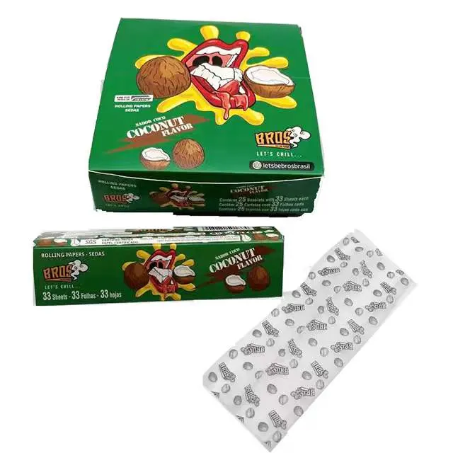 Bros 33 Leaves Coconut Flavor New Style Rolling Paper for Smoking King Size Slime Rolling Paper Slow Burning