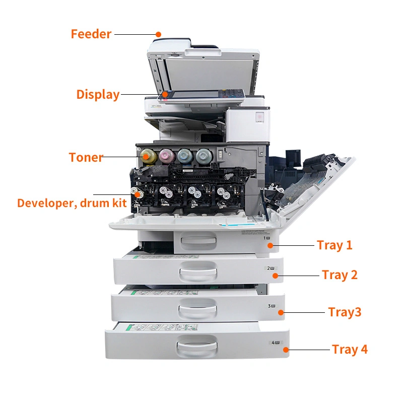 Gebrauchte A3 Drucker Kopierer Maschine für Ricoh MP C4504sp MP C5504sp Copyprinter Multifunktionales Farbdruckgerät