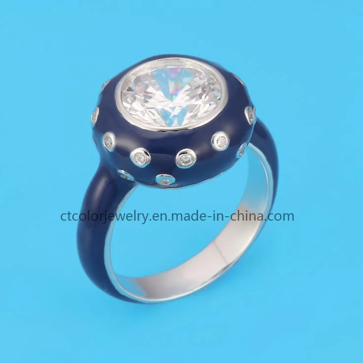 Enamel Colourful Ring Sparkling Zirconia Jewellery