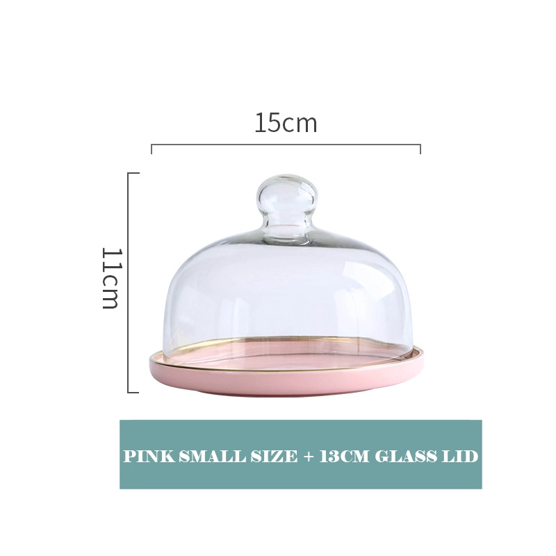 Kitchen Supply Food Cake Ceramics to Rotate Protector Round Glass Cover