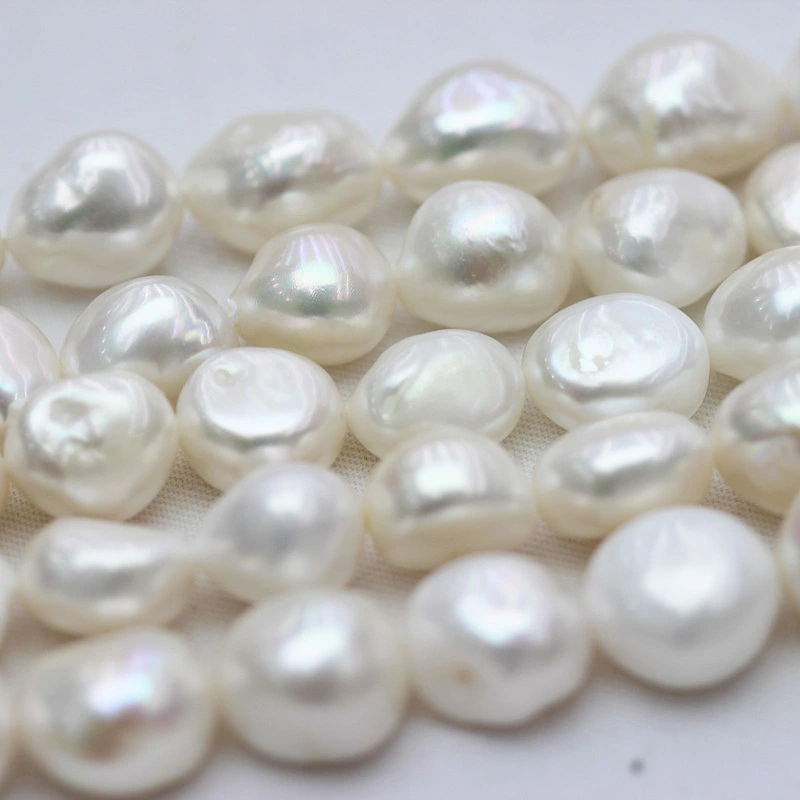 13-14mm de large blanc perle baroque naturelles (E190034)
