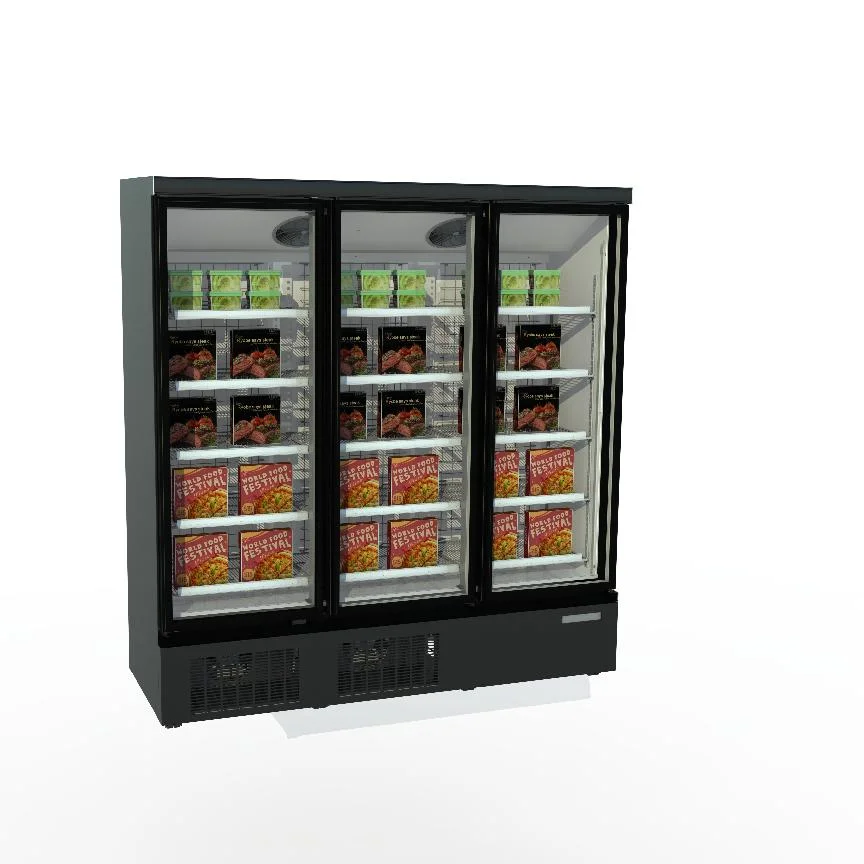 2023 Novo Design Certificado CE de refrigeração de ar vertical da porta de vidro vertical Exibir Showcase Congelador congelador de exibição