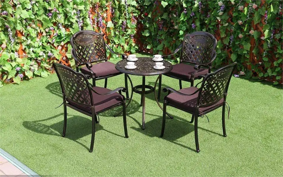 Free Shipping European Style Bronze Cast Aluminum Antique Outdoor Furniture Chairs and Table Bistro Patio Garden Sets