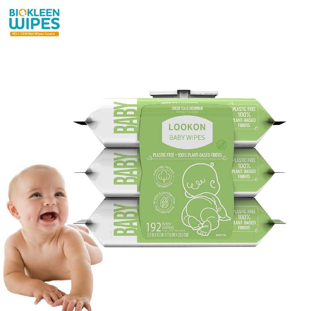 Biokleen Custom Free Sample 80CT Eco-friendly non Woven Fabric Ultra Lingettes compactes Bamboo biodégradables pour bébés lingettes humides visage main