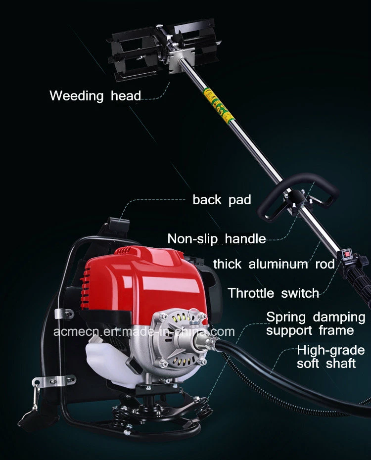 Lawn Mower Four Stroke Backpack Gasoline Engine Weeding Machine Mini Scarifier Machine