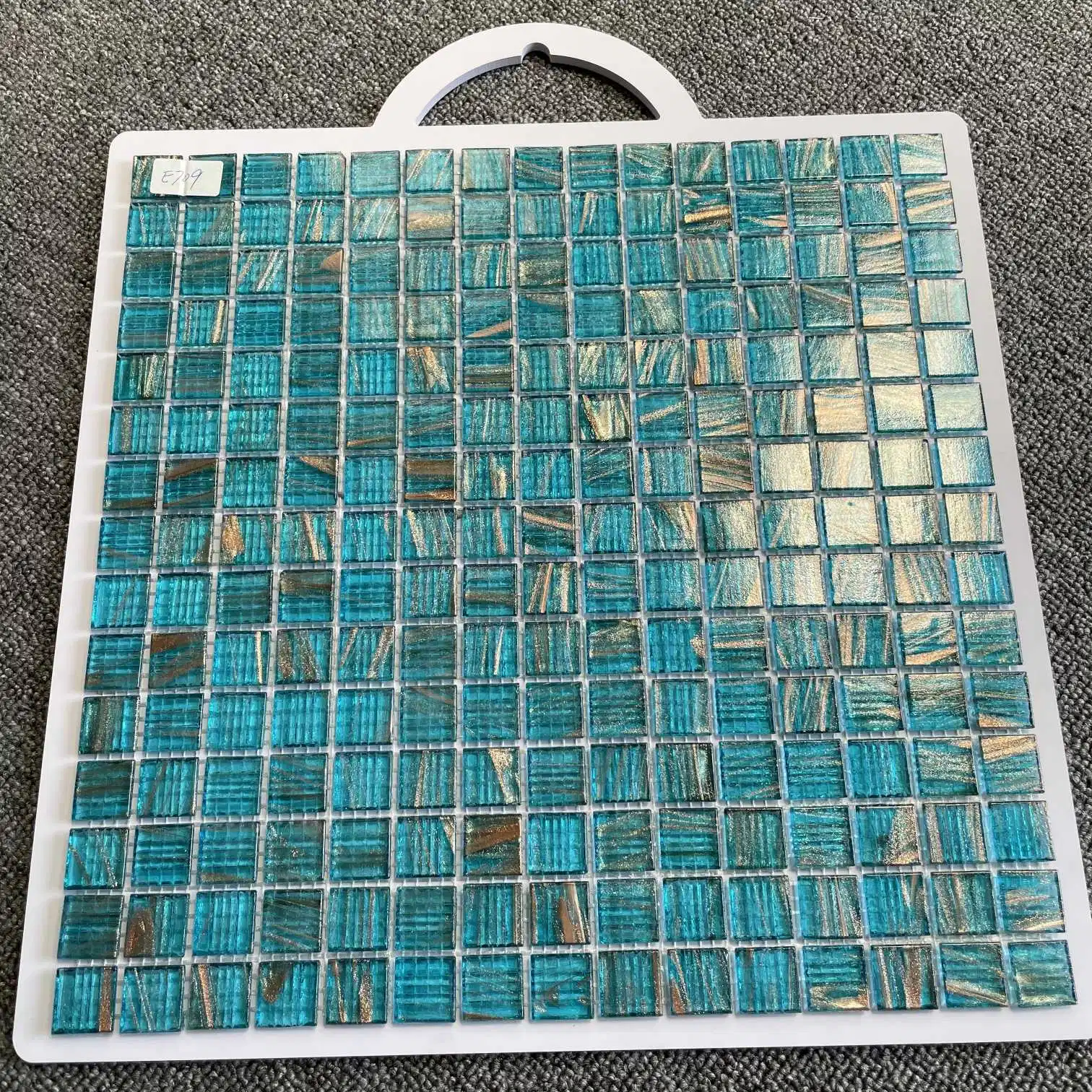 Foshan Decorative Building Material Blue Swimming Pool Glossy Crystal Glass Mosaic Flooring Wall Tiles