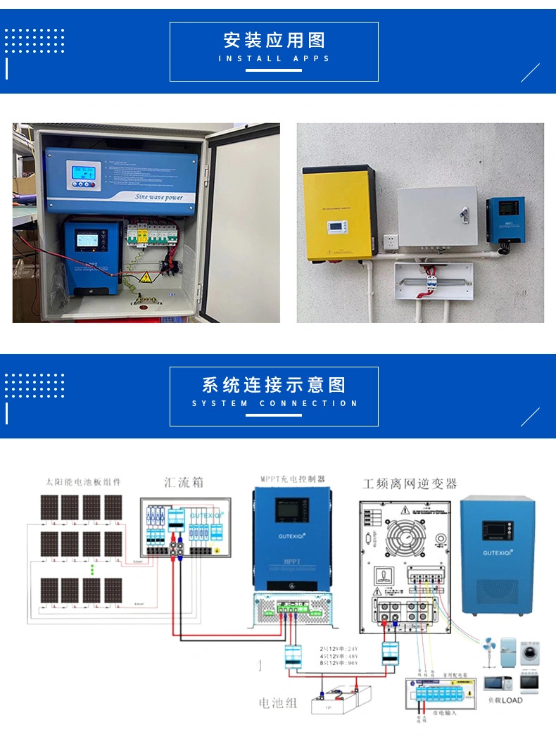 MPPT Maximum Power Point Tracking MPPT Charge Lp-60A Controller LCD Screen Protection Short Circuit Nominal Currentin 40A Elligent Control