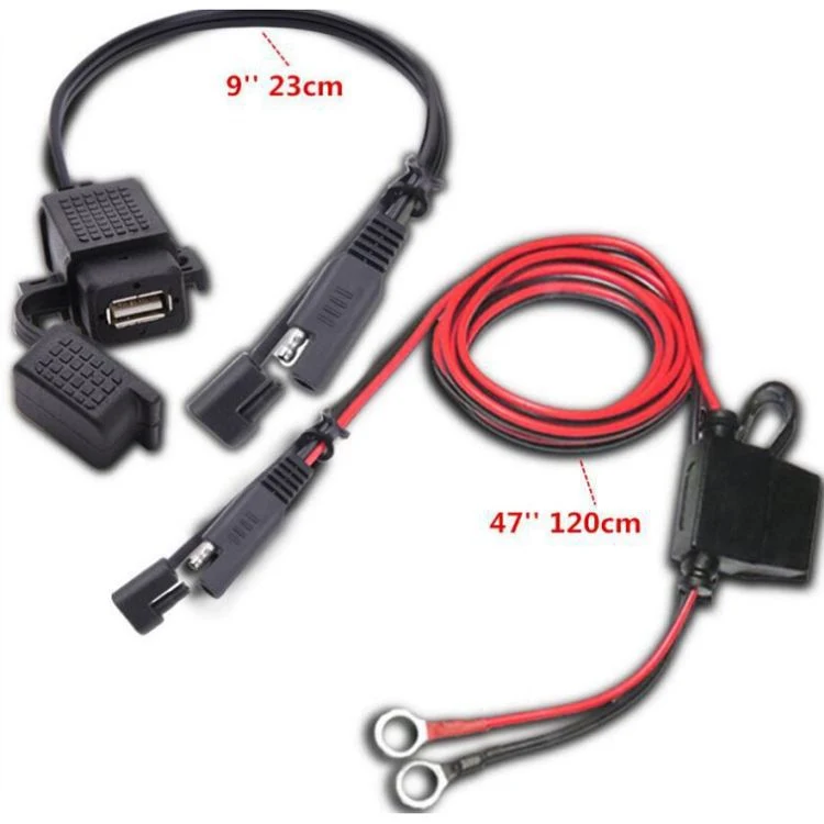 Motorcycle Waterproof SAE to USB Cable Adaptor USB Charger 2.1A Fast Charging for Phone GPS Tablets Motorbike Accessories