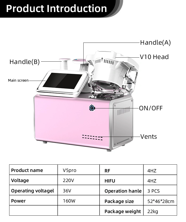 Máquina de adelgazamiento corporal Magic Beauty Machine V5 PRO RF Cavitation con 3 mangos