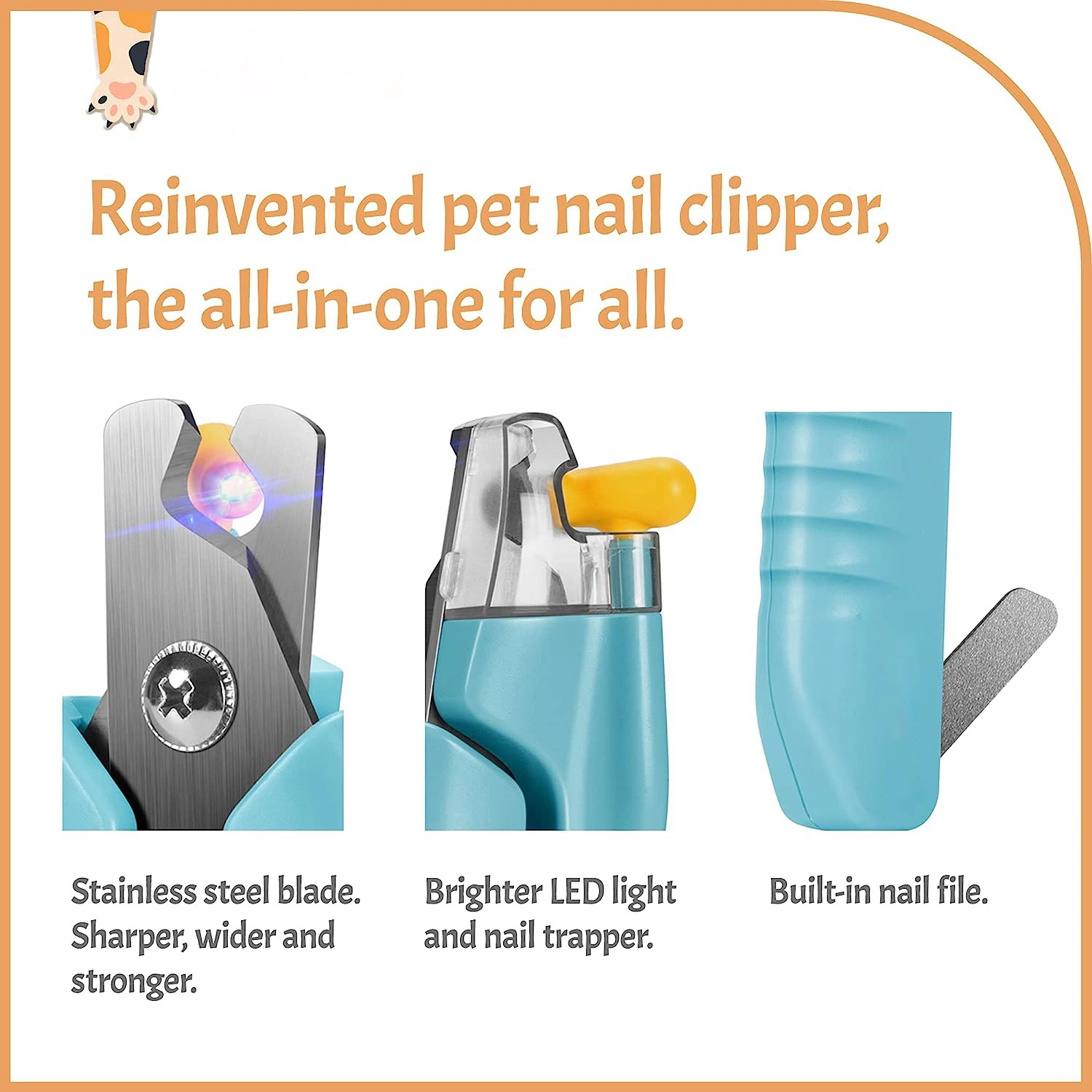 Razor Sharp and Durable Cat and Dog Nail Clipper with LED Light