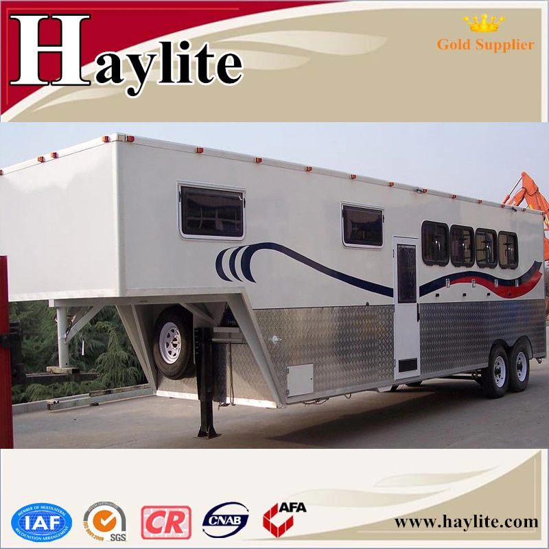 White 2 Horse Float with Horse Trailer Ramp Living Quarters and Roof for Sale