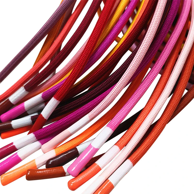 Multi Color Custom Polyester Hoodie Laces Drawcord Round String Drawcords with Silicone Dipped End Drawcord Tips
