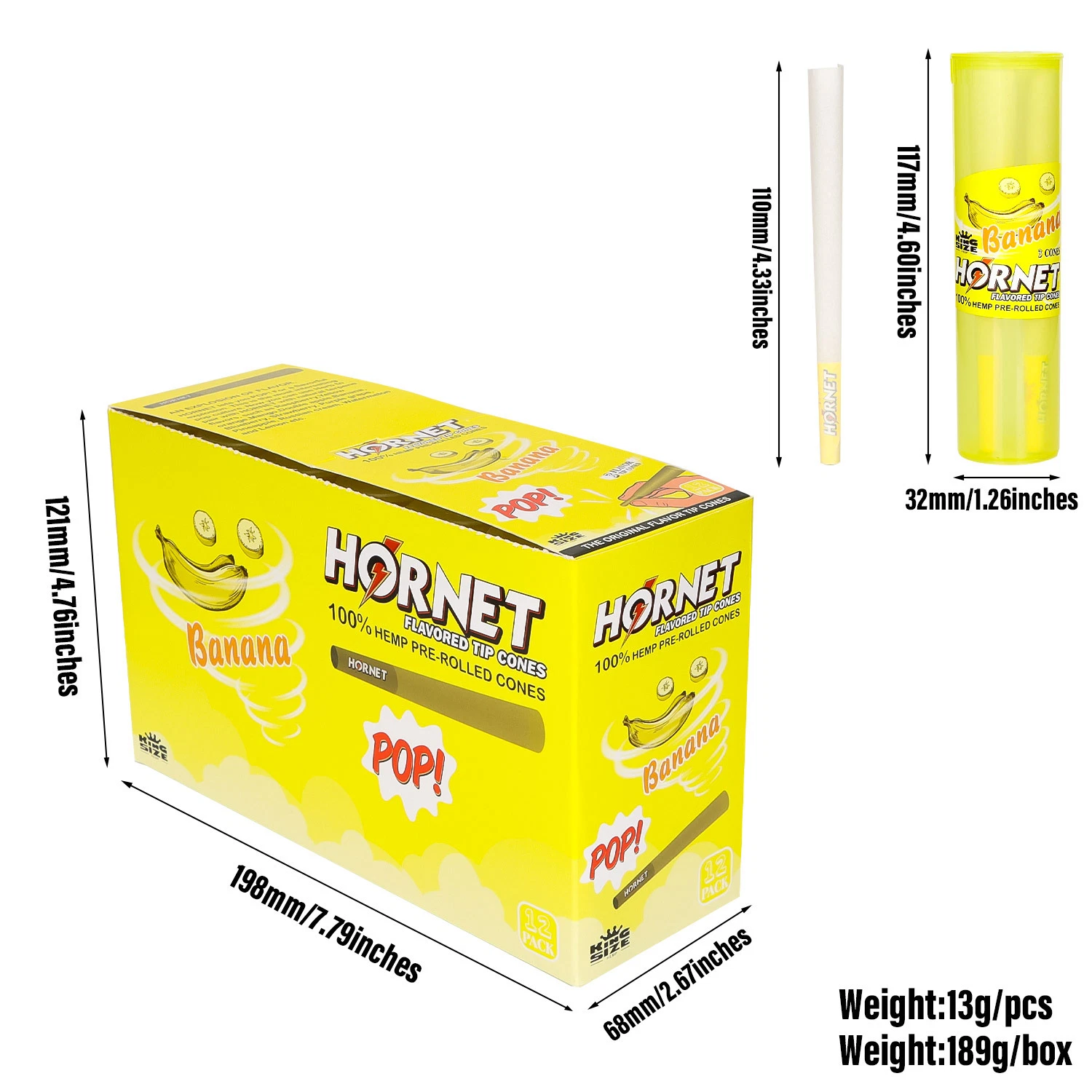 Wholesale/Supplier Hornet Brand (110mm) White Tube Rolling Paper