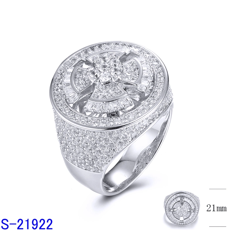 Factory Hotsale 925 Sterling Silver Fashion Hip Hop Pop Jewelry Micro Pave Cubic Zirconia Ring for Men