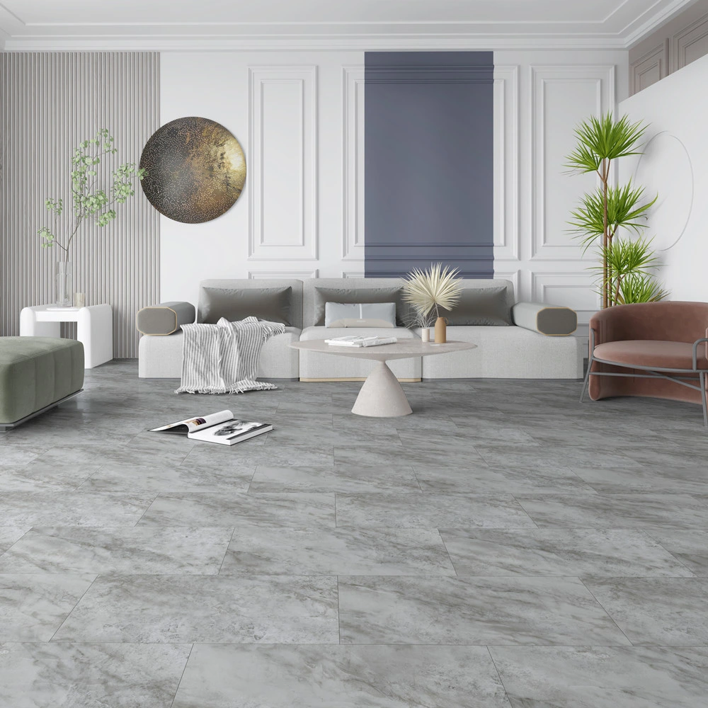 Wholesale Waterproof Antiskid Spc Marble Floor Interlocking Click Wall Tile Grey Vinyl Flooring