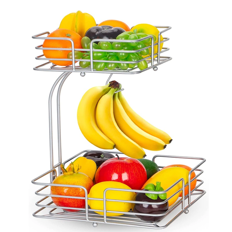 Hot Sale Detachable 2 Tier Metla Wire Storage Fruit Basket for Kitchen Counter