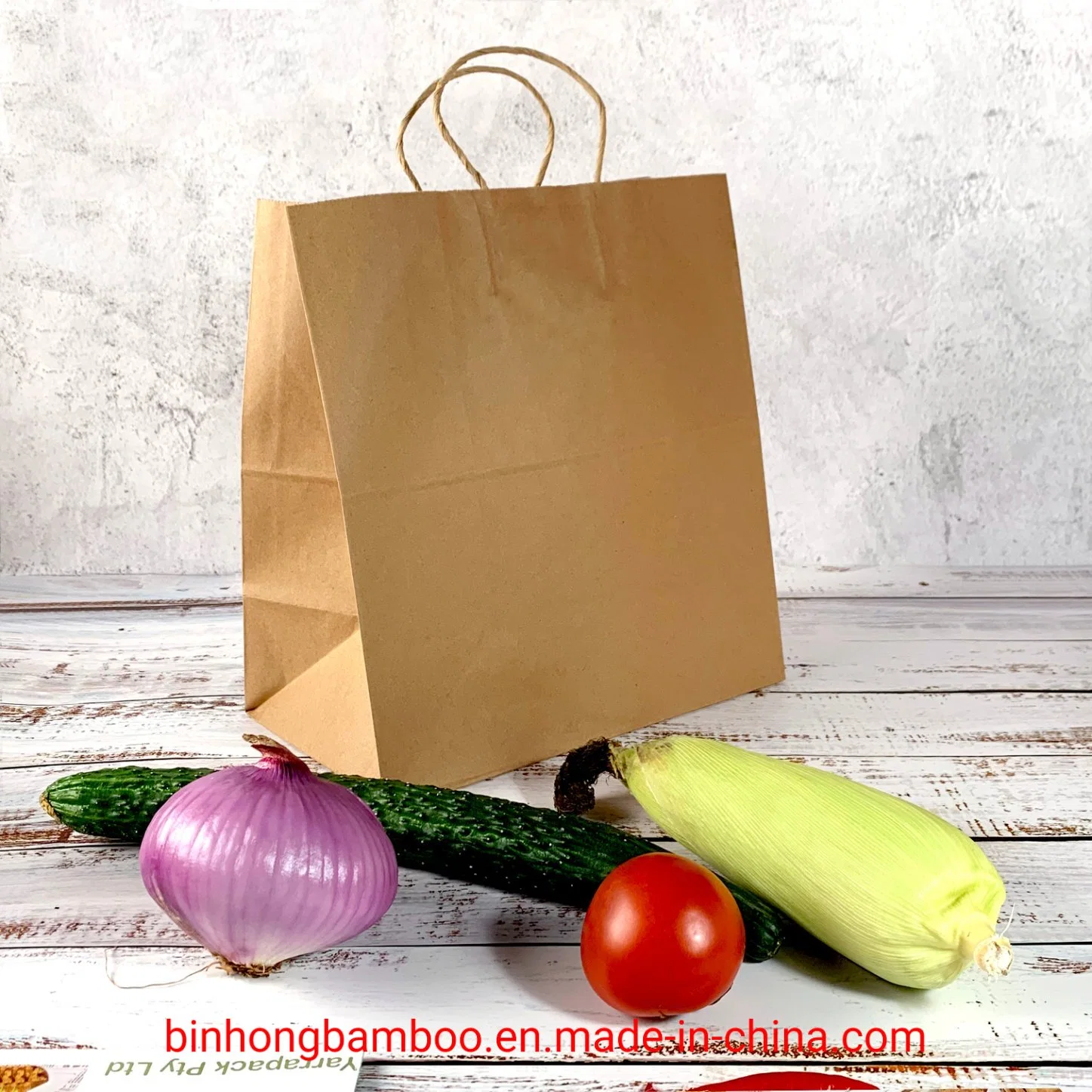 Wholesale Recyclable Eco Friendly Large Craft Paper Shopping Bag with Handle