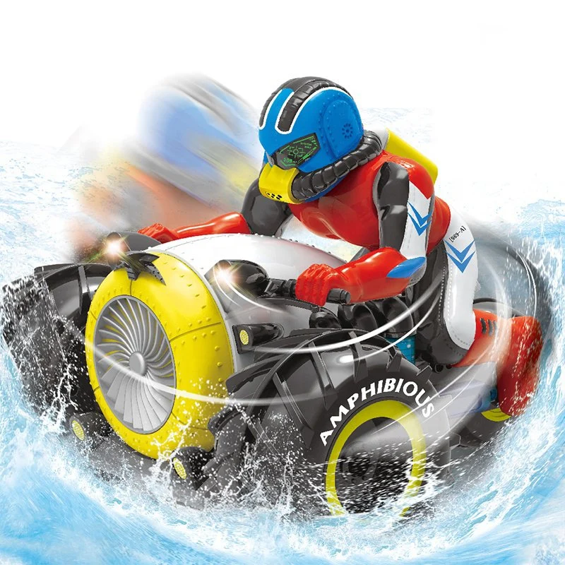 OEM/ODM Scooter des eaux Moto télécommandée Rotation à 360 degrés 2.4G Voiture de cascade de course télécommandée étanche amphibie Jouets de moto pour enfants Modèle de moto R/C.