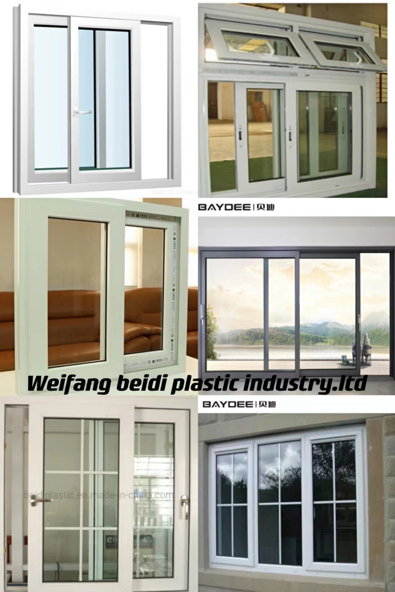 Security White Plastic Extrusion PVC UPVC Windows and Doors Profiles manufacturer Prices PVC Sliding Glass Window UPVC Profile