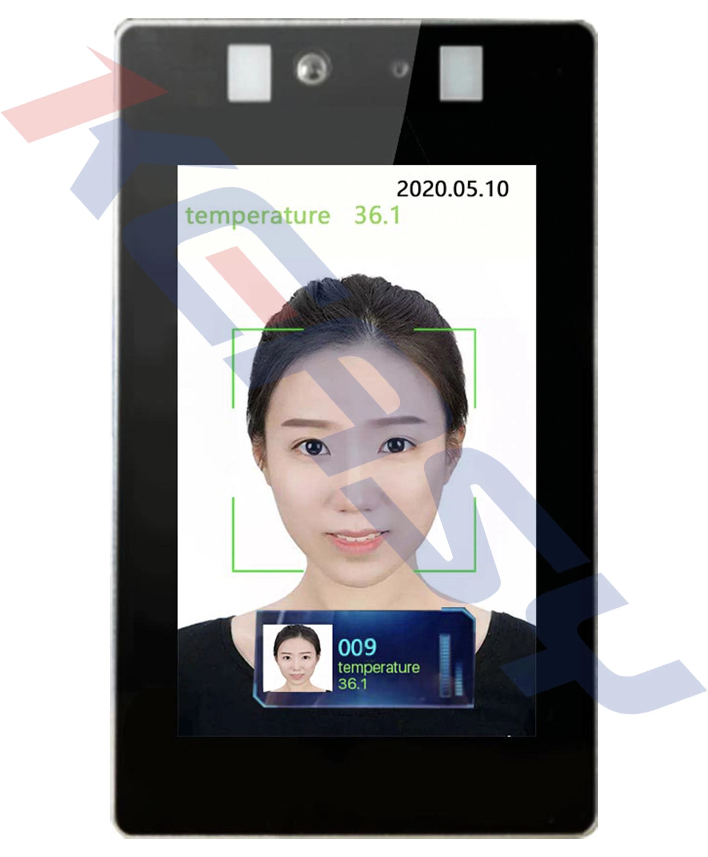 Thermomètre infrarouge sans contact de reconnaissance faciale temps d'affichage LCD numérique du système de présence