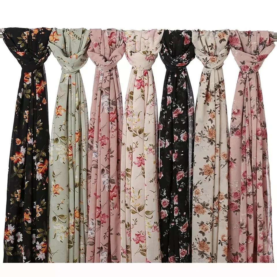 New Arrival Printed Floral Premium Chiffon Scarf