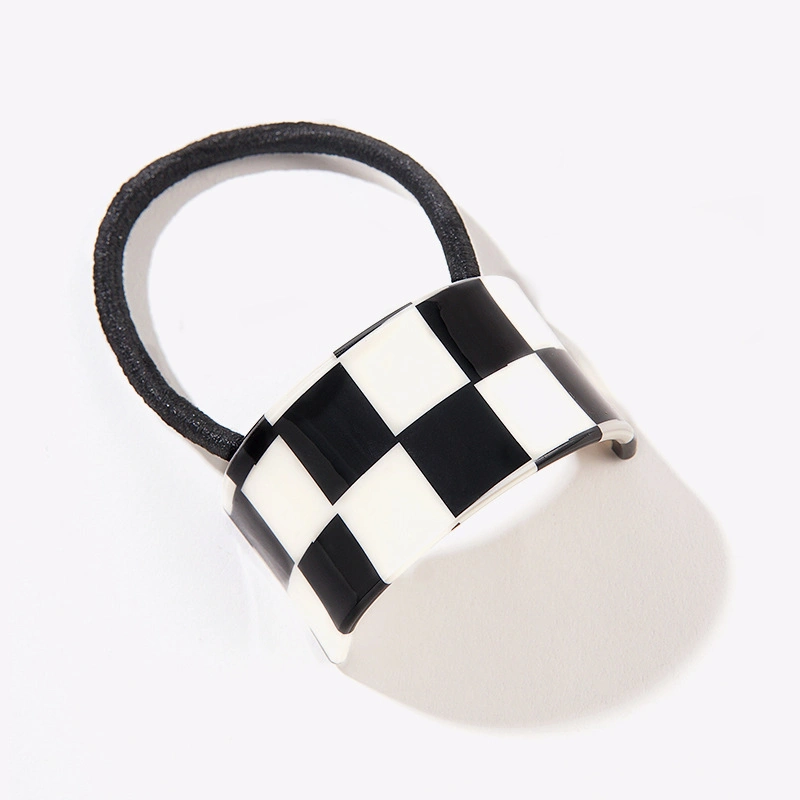 Black and White Checkerboard Lattice Hair Rope Hair Band