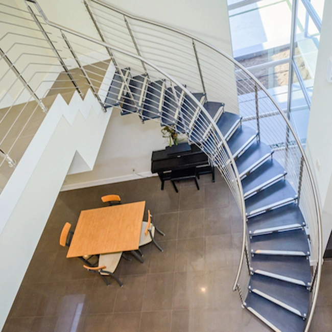 Modern House Stainless Steel / Carbon Steel Curved Staircase