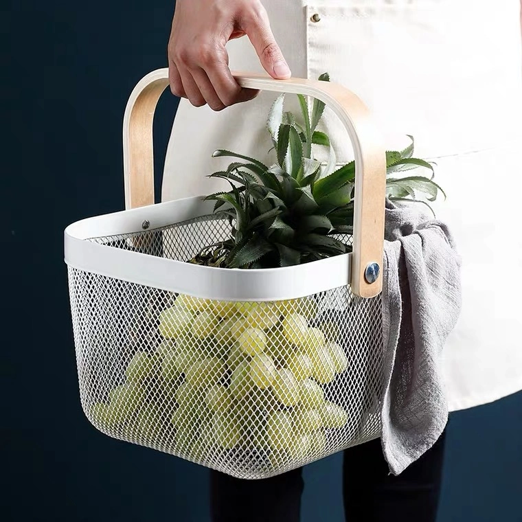 Metal Wire Basket with Handles Multi-Functional Hanging Basket