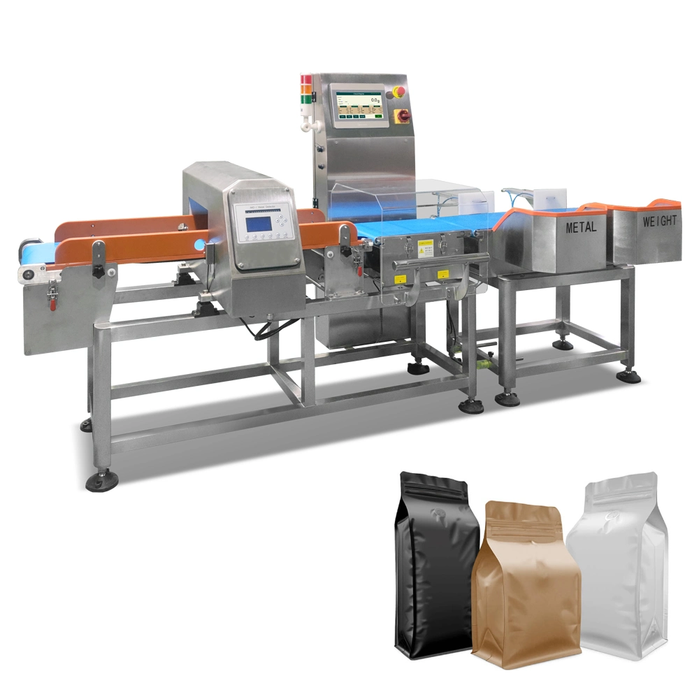 Personalización de unidades combinadas de fábrica en línea Checkweigher y detector de metales del sistema combinado para la alimentación