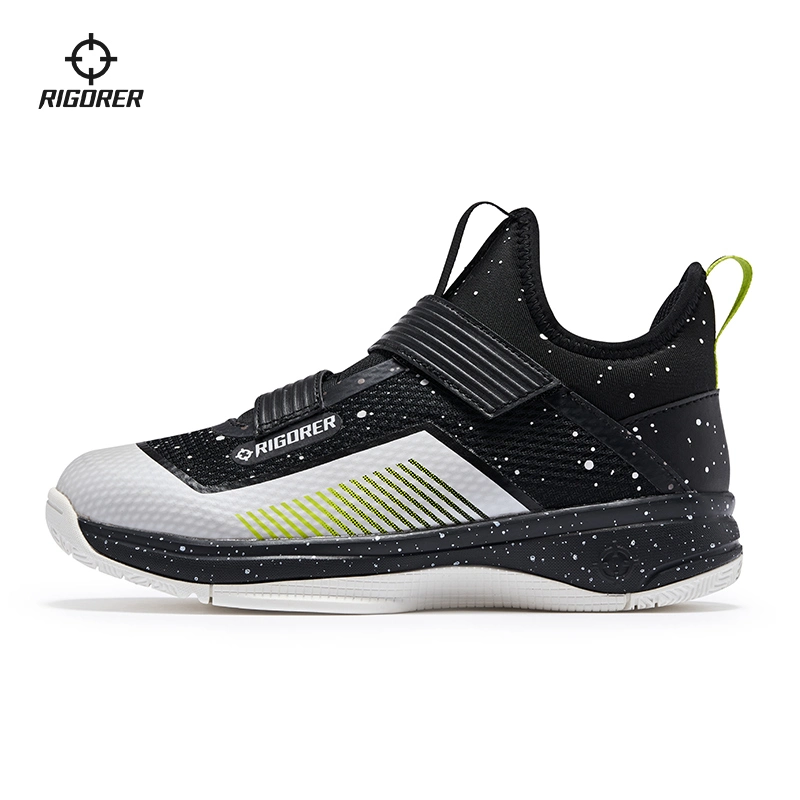 Rigorer Children Basketball Shoes for Men Light Weight High Rebound Synthetic Leather Ink Design