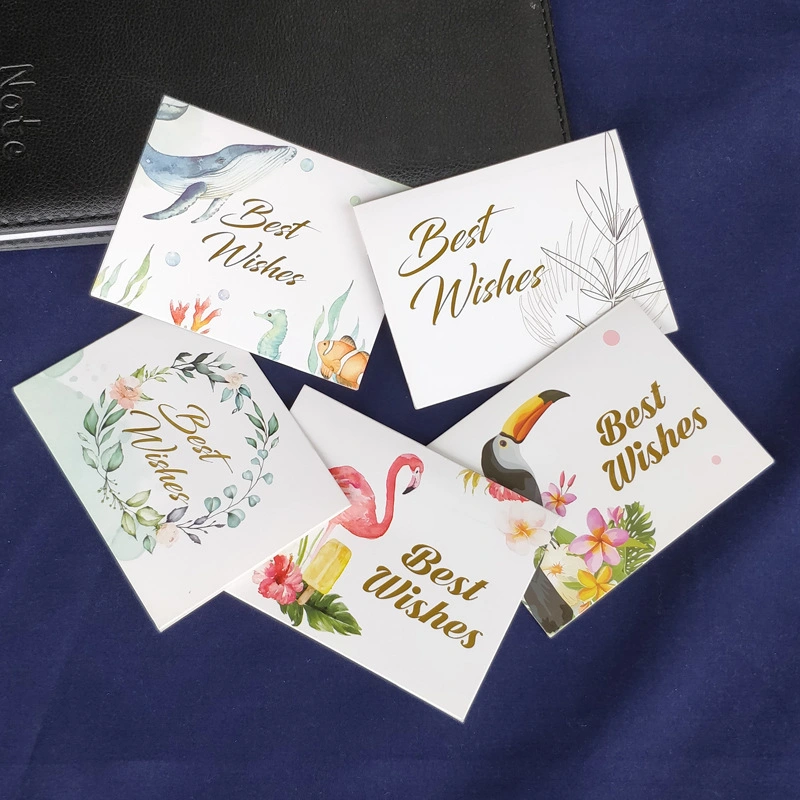 Ensemble de cartes de remerciement dorées avec enveloppe de mariage