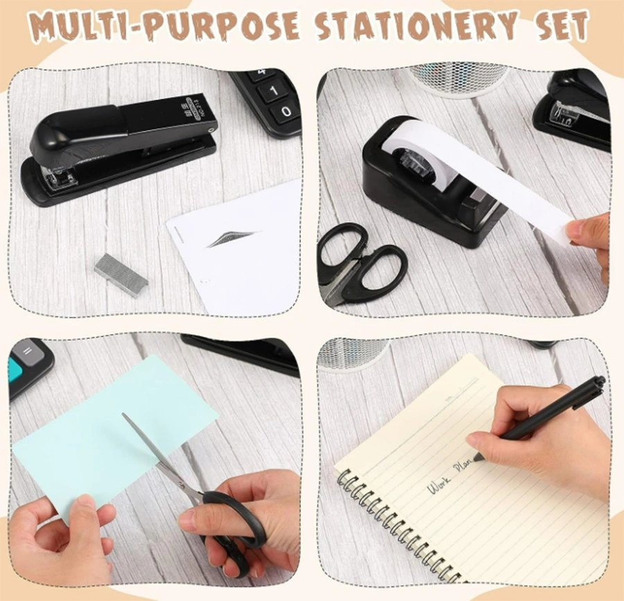 6 Set Escritorio Kit de accesorios suministros de oficina clips de papel tijeras Y la calculadora de escritorio