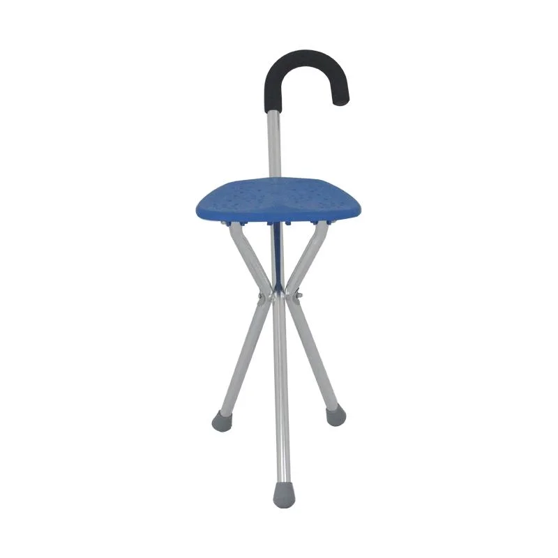 Folding Stool Walking Stick Chair Aluminum Cane for Elderly