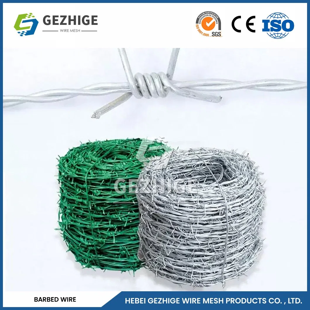 Gezhige Diamond Razor Wire Wholesaler 65mm Barb largo Green Coating Alambre de púas China 8,1096 Stab distancia alambre de púas