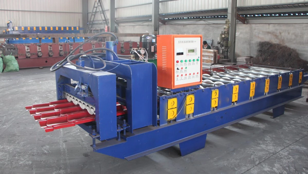 Colorful Iron Sheet 828 Glazed Tile Roofing Panel Making Roll Forming Machine