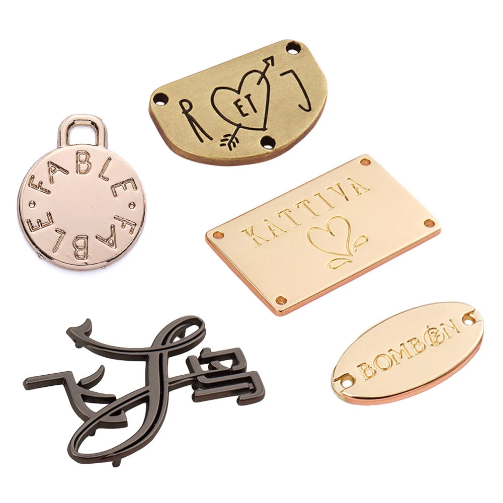 Excellent Bag Accessories Brand Logos Label Engraved Custom Handbag Metal Tags