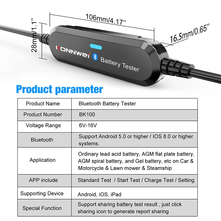 El equipo de reparación de vehículos nuevos y originales de tensión de comprobador de baterías de la capacidad actual probador con Bluetooth