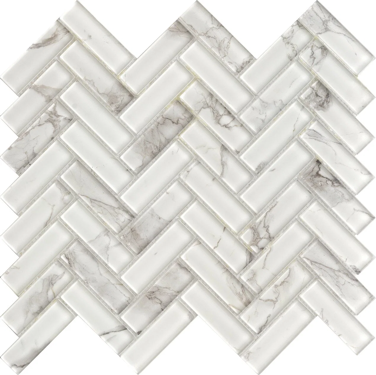 Carrara Mosaico Hot Selling Crystal Glass 3D Mosaic Wall Tile