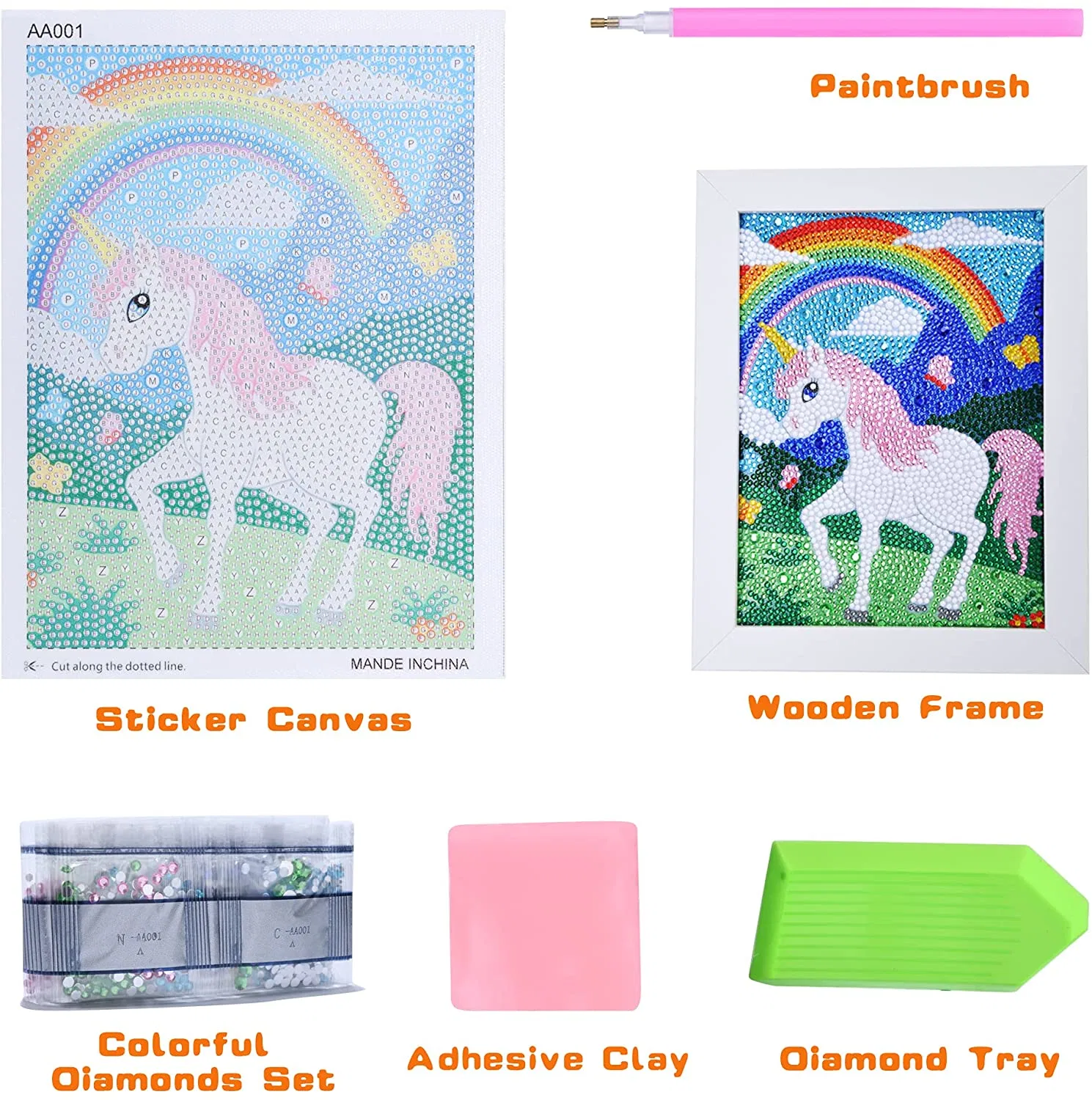 Diamond Painting for Kids with Frames, Mosaic Gem Sticker Art Projects Kits, Holiday Crafts Supplies Gifts for Girls Boys