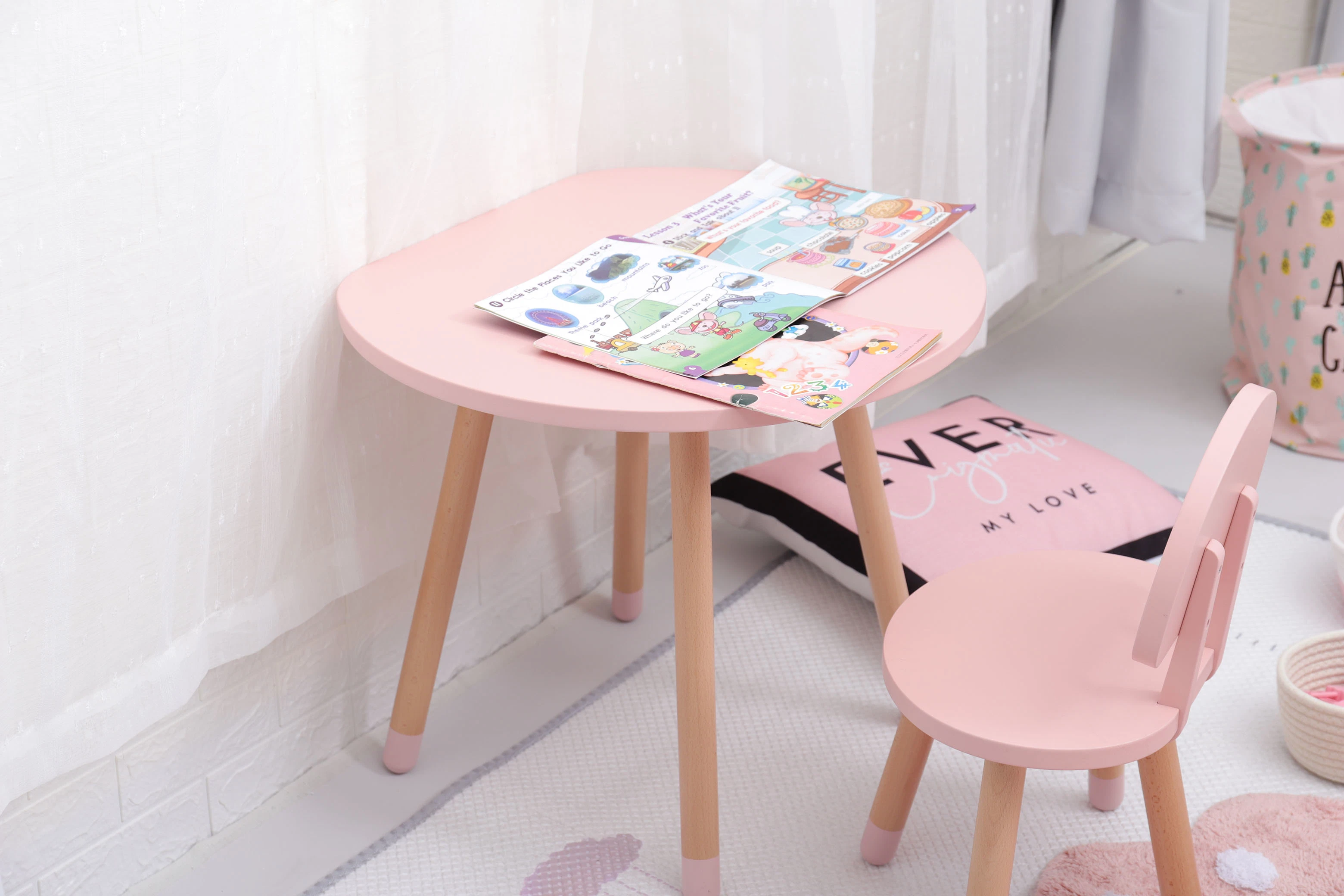 Children Furniture Excellent Quality Wooden Study Table and Chair Sets for Kids
