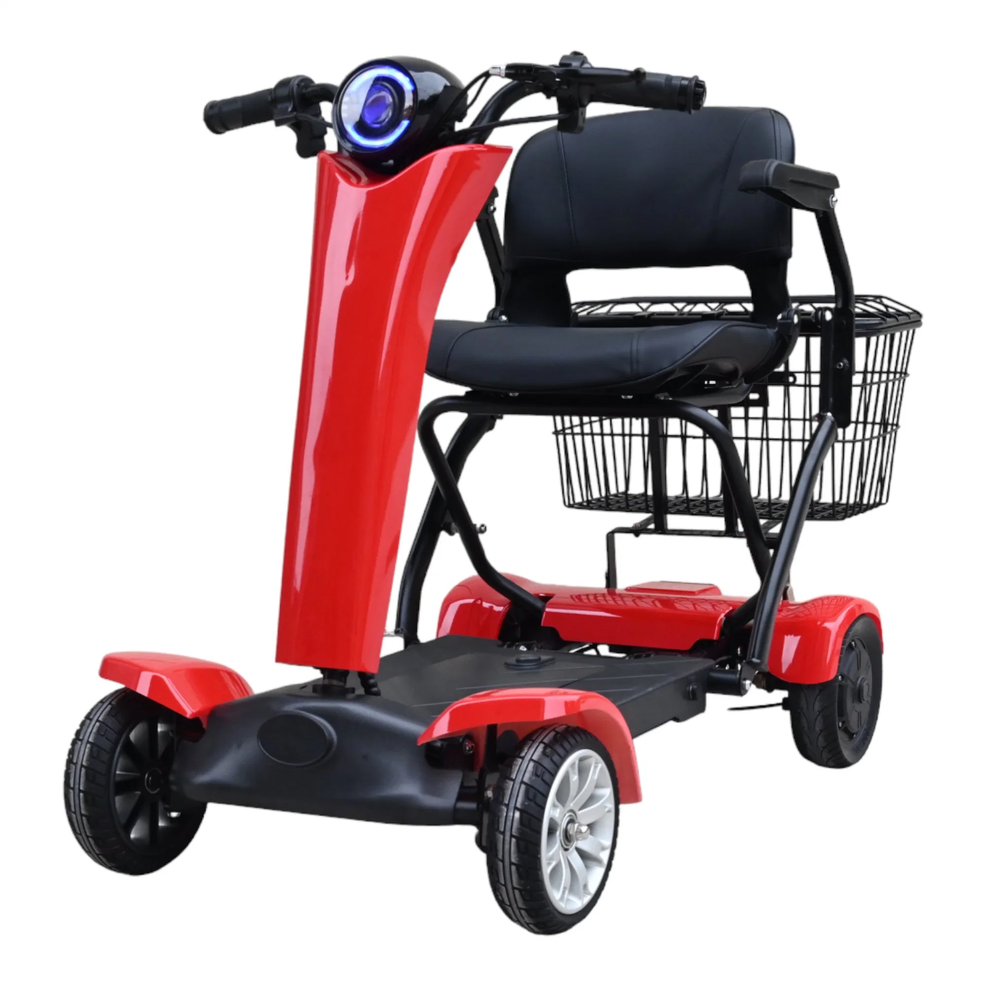 Scooter compacta para mobilidade de terceira idade com 4 rodas Easy Folding Electric Mobility Scooters de alta qualidade com controlo remoto e recolha automática de scooters